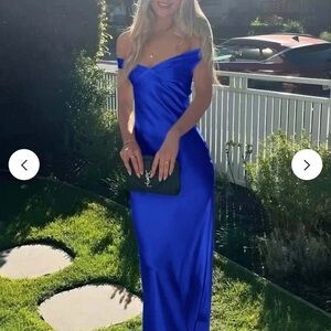Elegant Blue Off-Shoulder Dress